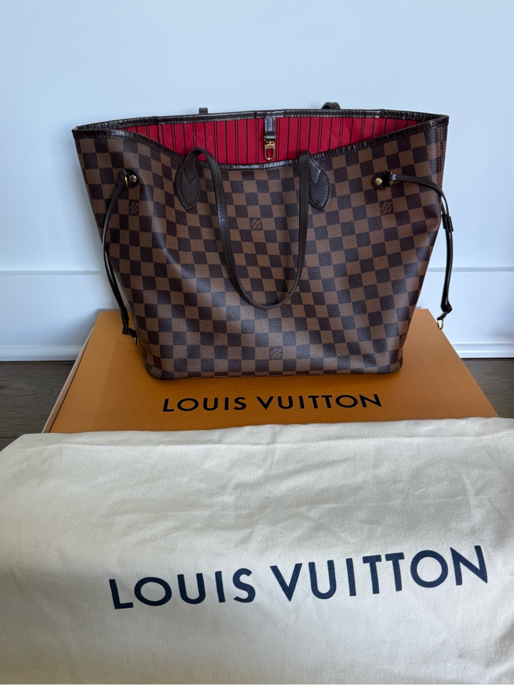 Louis Vuitton Neverfull MM Damier Ebene Cherry – Authentic
